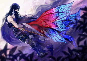 Sadness, wings, Lucina, girl, Fire Emblem, anime, boy, crying, couple, duo, Krom, manga, male, female HD wallpaper