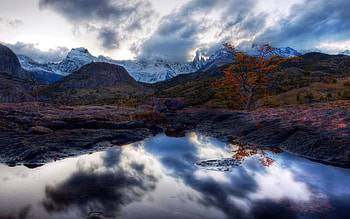 Nature, Mountains, Twilight, Lake, Reflection, Wood, Tree, Dusk, Mirror HD wallpaper