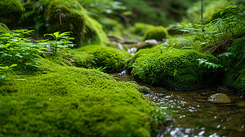Serene Moss Garden Stream, moss, moss garden, stream, nature, forest HD wallpaper