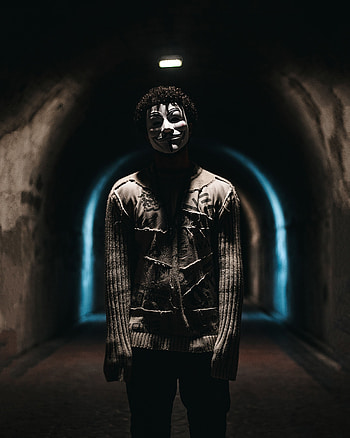 Dark, Miscellanea, Miscellaneous, Mask, Human, Person, Anonymous, Tunnel HD phone wallpaper