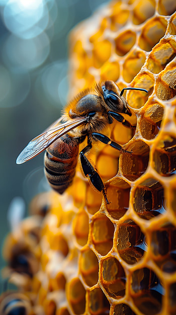 Bee on Honeycomb, bee HD phone wallpaper