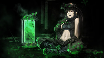 Anime, anime girl, original, tagme, black hair, boots, warrior HD wallpaper