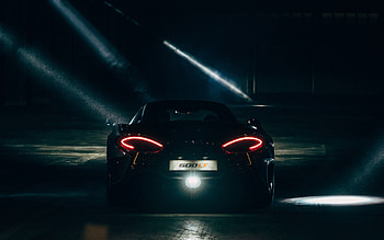 Black, supercar, tail lights, McLaren HD wallpaper