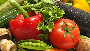 Colorful tomato, Mushroom delicacy, Red pepper spice, Garden-fresh veggies HD wallpaper