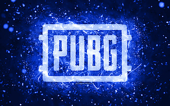 Pubg dark blue logo, , dark blue neon lights, PlayerUnknowns Battlegrounds, creative, dark blue abstract background, Pubg logo, online games, Pubg HD wallpaper