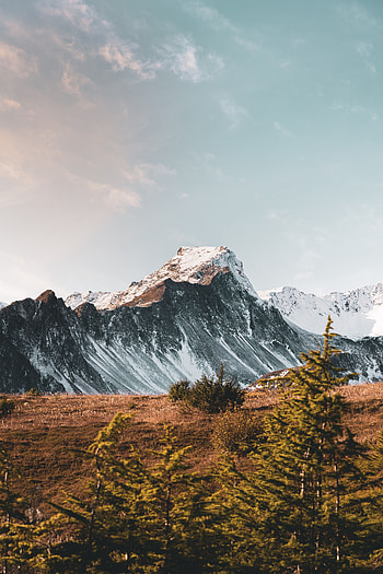 Landscape, Nature, Mountain, Vertex, Top, Snow Covered, Snowbound, Mountain Range HD phone wallpaper