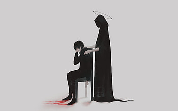 Anime boy, reaper, minimal, art HD wallpaper