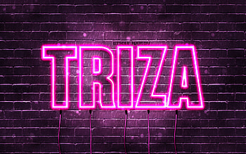Triza, , with names, female names, Triza name, purple neon lights, Triza Birtay, Happy Birtay Triza, popular italian female names, with Triza name HD wallpaper
