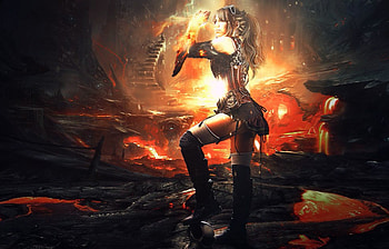 Steampunk And Lava, Abstract, Woman, Steampunk, Fantasy, Lava HD wallpaper
