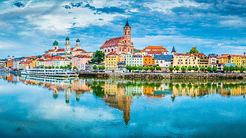 The city of Passau reflecting in the Danube River, Bavaria, Germany, reflection, river, Danube, man made, city HD wallpaper