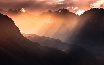 Mountains Under White Clouds , mountains, clouds, fog, nature HD wallpaper