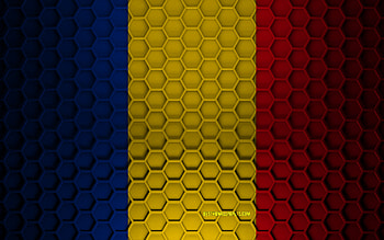 Romania flag, 3d hexagons texture, Romania, 3d texture, Romania 3d flag, metal texture, flag of Romania HD wallpaper