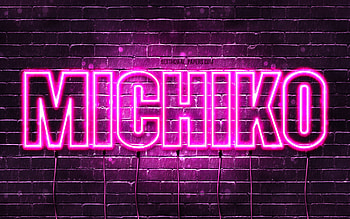 Happy Birtay Michiko, , pink neon lights, Michiko name, creative, Michiko Happy Birtay, Michiko Birtay, popular japanese female names, with Michiko name, Michiko HD wallpaper