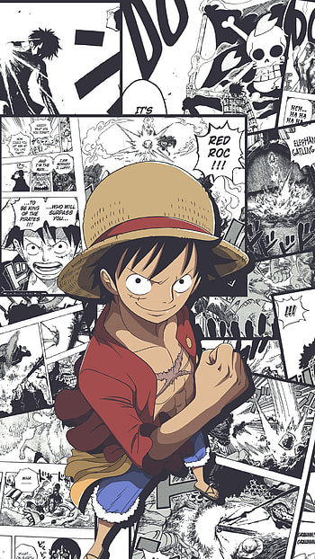 One piece, art, cartoon, panels, luffy HD phone wallpaper