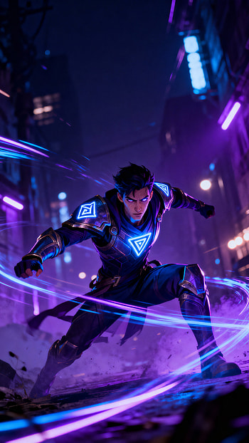 Neon Vanguard Cyberstride Sentinel Luminous Runner Nightshift Armor Pulseblade Warrior HD phone wallpaper