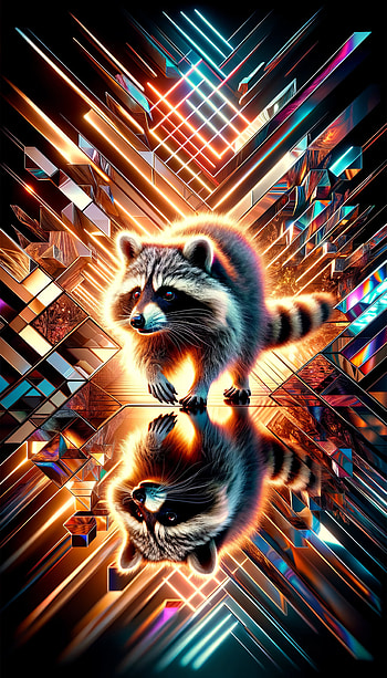 Futuristic Raccoon Digital Art, raccoon, Digital Art, colorful, geometry HD phone wallpaper