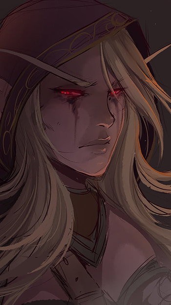 Crimson-Eyed Sylvanas — Elven Banshee, pointed ears, elf, red eyes, video game, World of Warcraft HD phone wallpaper