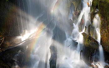 Dartmoor National Park, white, flowing, rainbow, light, waterfall, floating, water, rock HD wallpaper