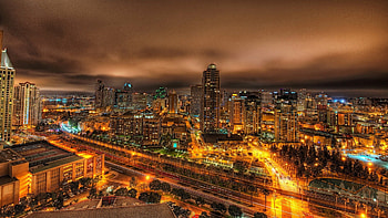 night view of san diego r, night, highways, skyscrapers, city, lights, r HD wallpaper