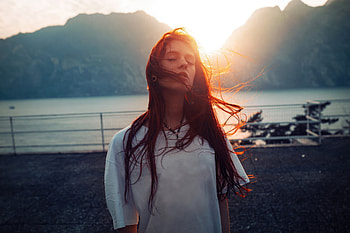 Morning Time Girl Hairs In Face Closed Eyes Outdoor , girls, model, outdoor HD wallpaper