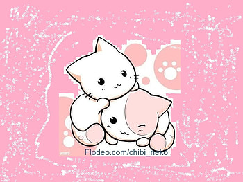 Anime cats, pink, white, kitties, anime, cats, cute HD wallpaper