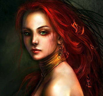 Din Epi, girl, red hair, beauty, fantasy, cg, pretty, face, lips, redhead, hair, eye, female HD wallpaper
