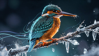 Kingfisher — Frosted Jewel, Bird, Ice, Winter, Branch HD wallpaper