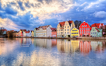 Town on a Lake in Germany, houses, Germany, town, lake HD wallpaper