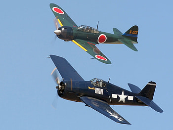Enemies No More, mitsubishi, hellcat, grumman, zero, replica, f6f HD wallpaper