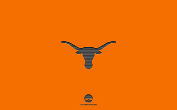 Texas Longhorns, orange background, American football team, Texas Longhorns emblem, NCAA, Texas, USA, American football, Texas Longhorns logo HD wallpaper