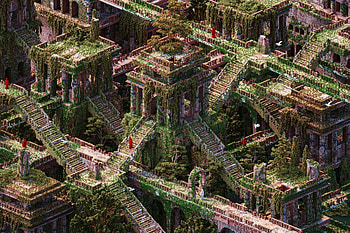 Fantasy City, art, city, moss, Fantasy HD wallpaper