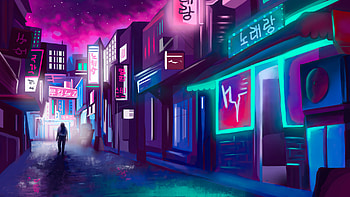 Night City Neon Lights And Me, alone, neon, artist, artwork, digital-art, deviantart HD wallpaper