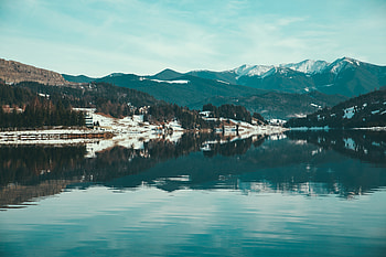 Nature, Mountains, Lake, Snow Covered, Snowbound, Romania HD wallpaper