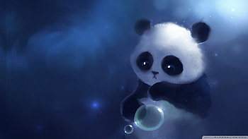 Sad Panda Painting Wide for HD wallpaper