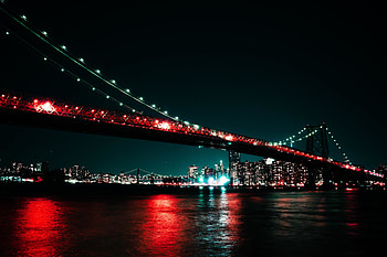 City, bridge, cityscape, night, lights HD wallpaper