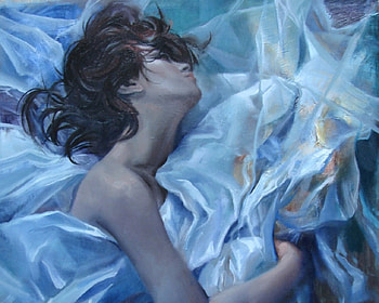 Dreaming, sleeping, art, painting, woman HD wallpaper