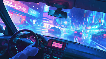 Anime Dreamscape: Driving Through Rain - Ultra, Anime, driving, rain, Rain Anime, car interior HD wallpaper