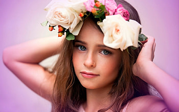 flower girl, girl, pink, arms, flower HD wallpaper