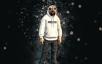 Shady Doggo, , white neon lights, Fortnite Battle Royale, Fortnite characters, Shady Doggo Skin, Fortnite, Shady Doggo Fortnite HD wallpaper