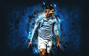 Joaquin Correa, SS Lazio, Argentine soccer player, blue stone background, football, grunge art, Italy, Lazio HD wallpaper
