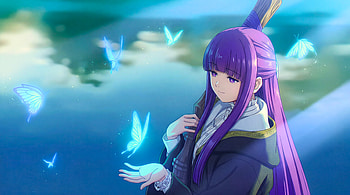 Frieren - Fern With Butterflies and Lake, Frieren (Frieren: Beyond Journey's End), Fern (Frieren: Beyond Journey's End), Butterfly, Anime, Mage HD wallpaper