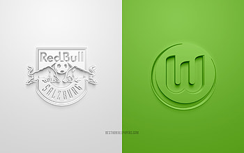 Red Bull Salzburg vs VfL Wolfsburg, 2021, UEFA Champions League, Group G, 3D logos, white green background, Champions League, football match, 2021 Champions League, Red Bull Salzburg, VfL Wolfsburg HD wallpaper
