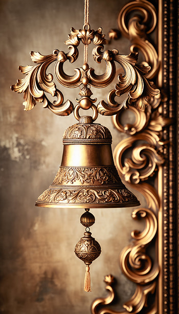 Vintage Golden Bell, bell, vintage, ornate, decorative HD phone wallpaper