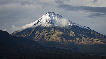 Nature, Mountains, Clouds, Snow Covered, Snowbound, Volcano HD wallpaper