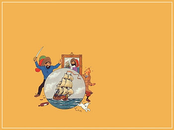 Le Secret de la Licorne, dog, boat, milou, colored, snowy, cartoon, herge, comic, france, orange, cartoons, cool, funny, tintin HD wallpaper