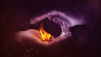Fire And Water , graphy, hands HD wallpaper