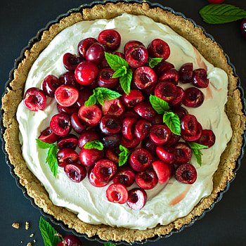 Fresh cherry tart, Around the world in eighty dishes, Bursting with summer flavors, Perfectly balanced sweetness HD phone wallpaper