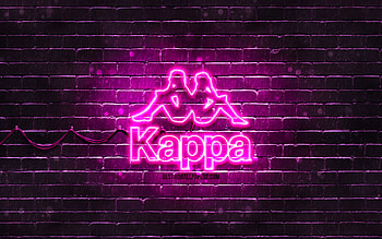 Kappa purple logo, , purple brickwall, Kappa logo, brands, Kappa neon logo, Kappa HD wallpaper