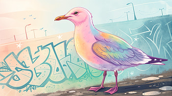 Colorful Seagull in Ultra, seagull, bird, graffiti, urban art, illustration HD wallpaper