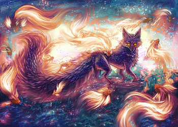 Fantasy fox, summer, ashleys, fantasy, pesti, fish, fox, fire, vara HD wallpaper